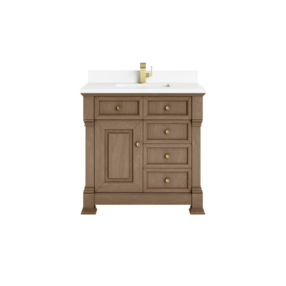 James Martin 547-V36 Brookfield 36” Single Vanity – Black Onyx / Honey Oak / Pearl Charcoal