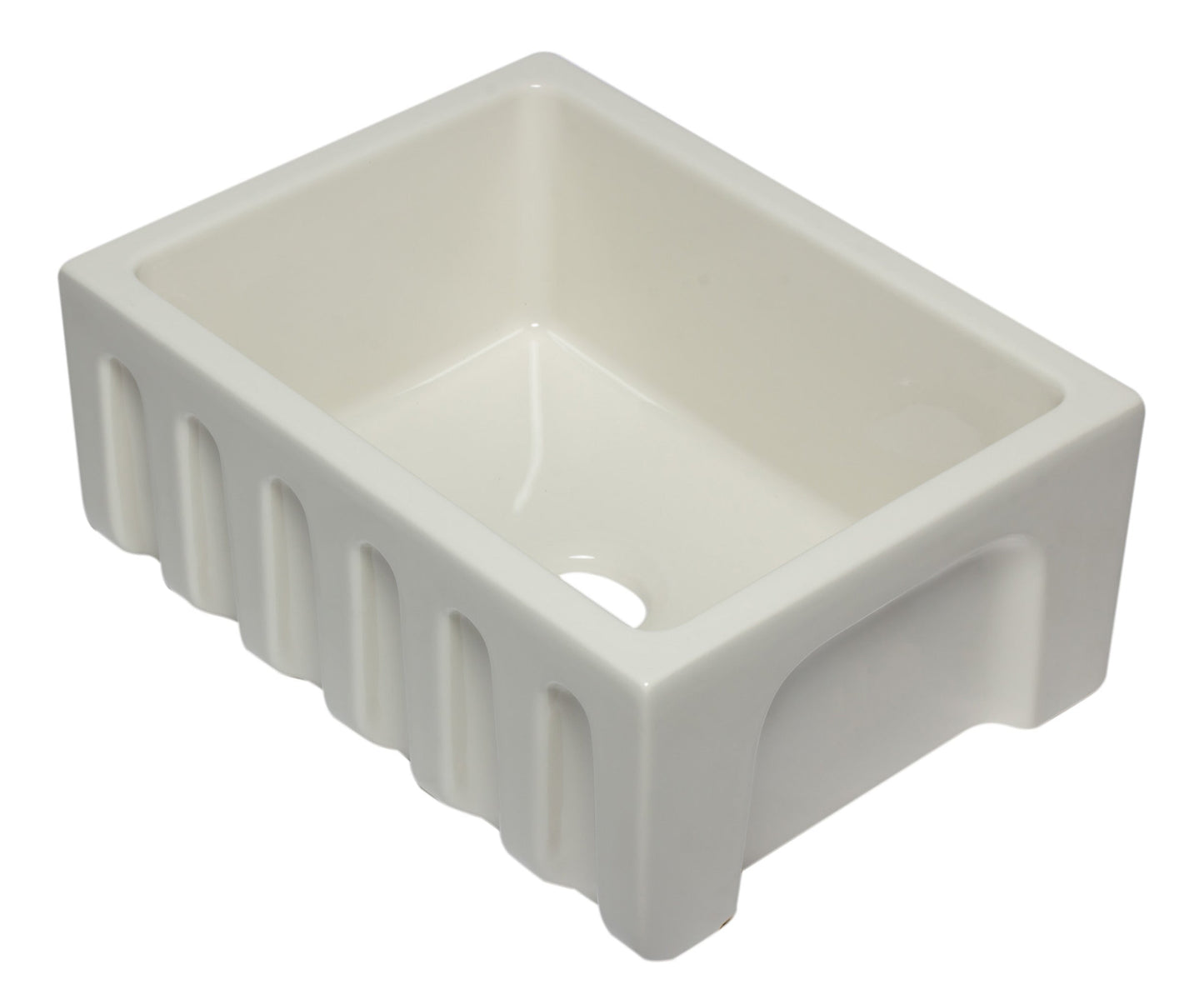 ALFI brand AB2418HS AB2418HS-B 24 inch Biscuit Reversible Smooth / Fluted Single Bowl Fireclay Farm Sink