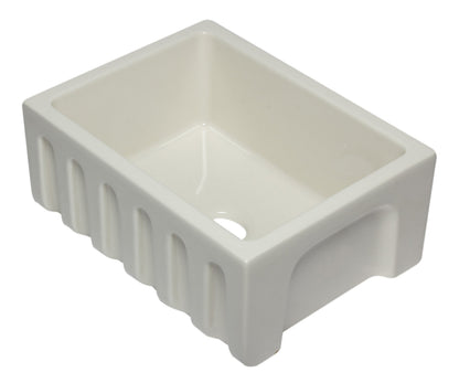ALFI brand AB2418HS AB2418HS-B 24 inch Biscuit Reversible Smooth / Fluted Single Bowl Fireclay Farm Sink