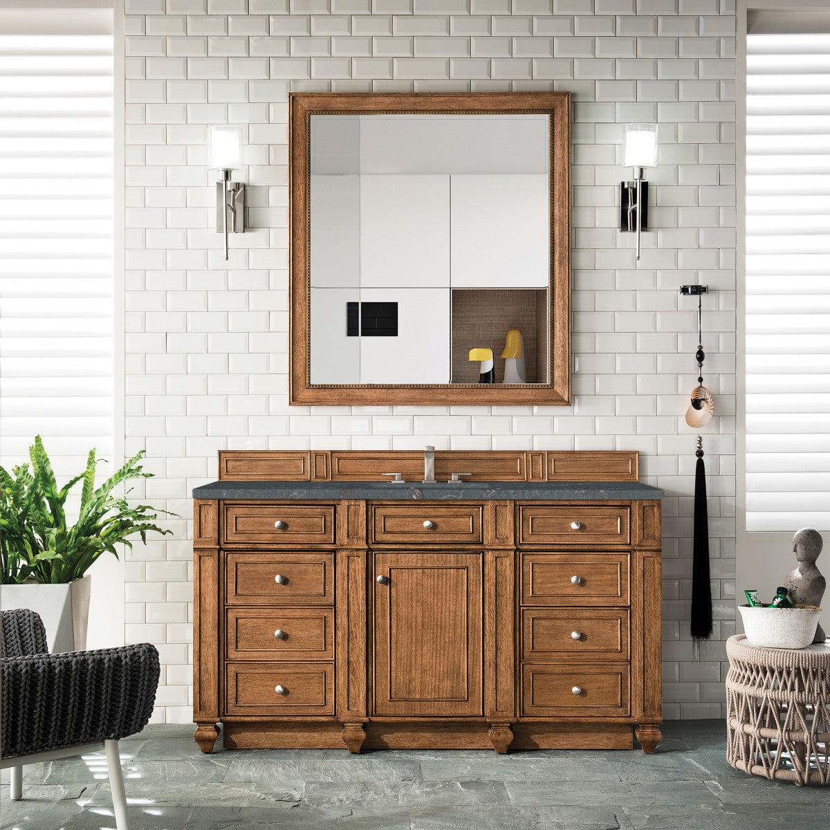 Bristol 60" Single Vanity Cabinet, Bright White