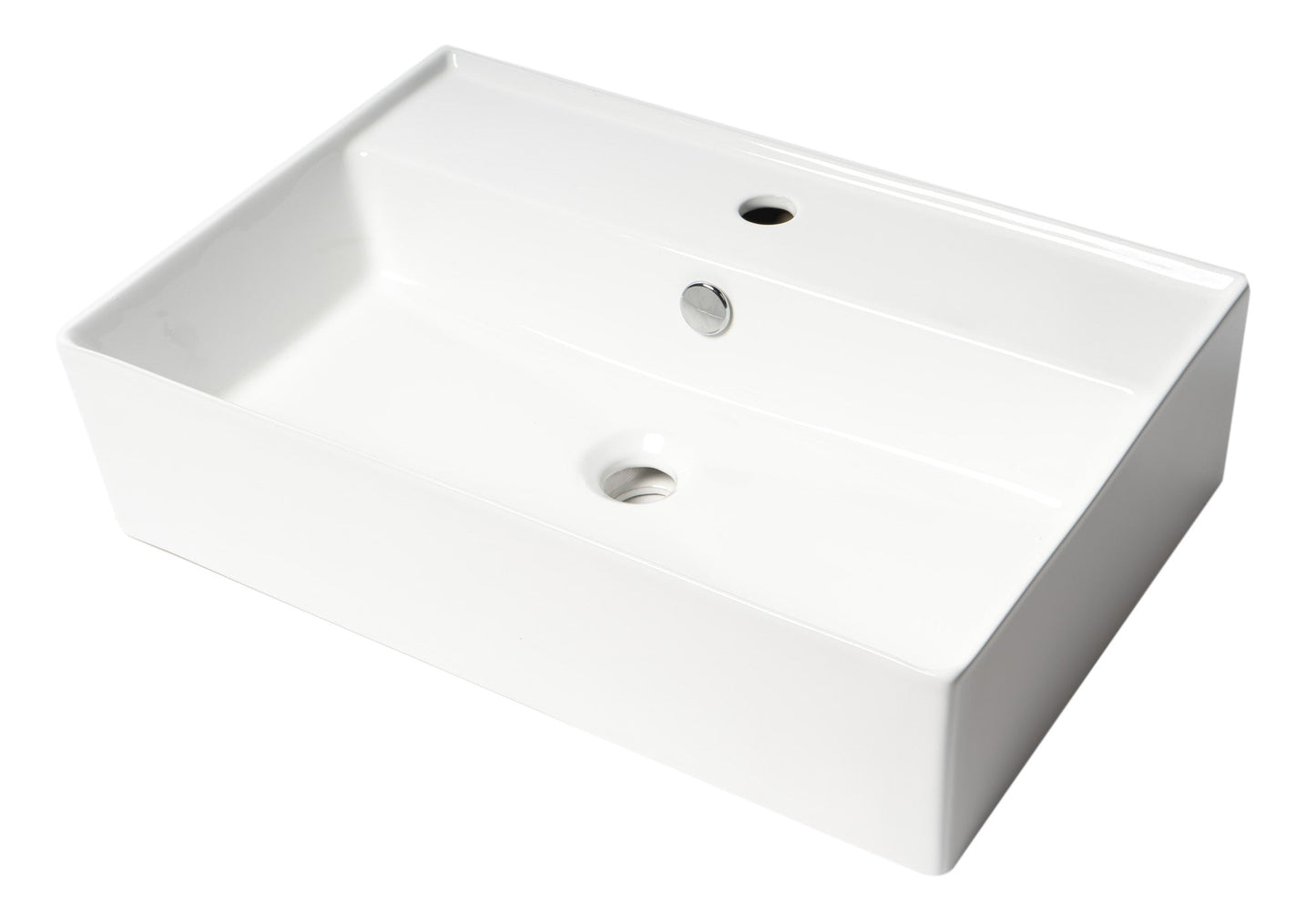 ALFI brand ABC901 24" Modern Rectangular Above Mount Ceramic Sink with Faucet Hole