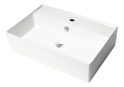 ALFI brand ABC901 24" Modern Rectangular Above Mount Ceramic Sink with Faucet Hole