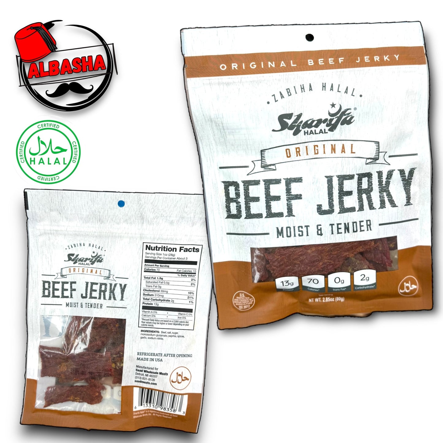 Sharifa beef jerky six flavors - halal (80g)