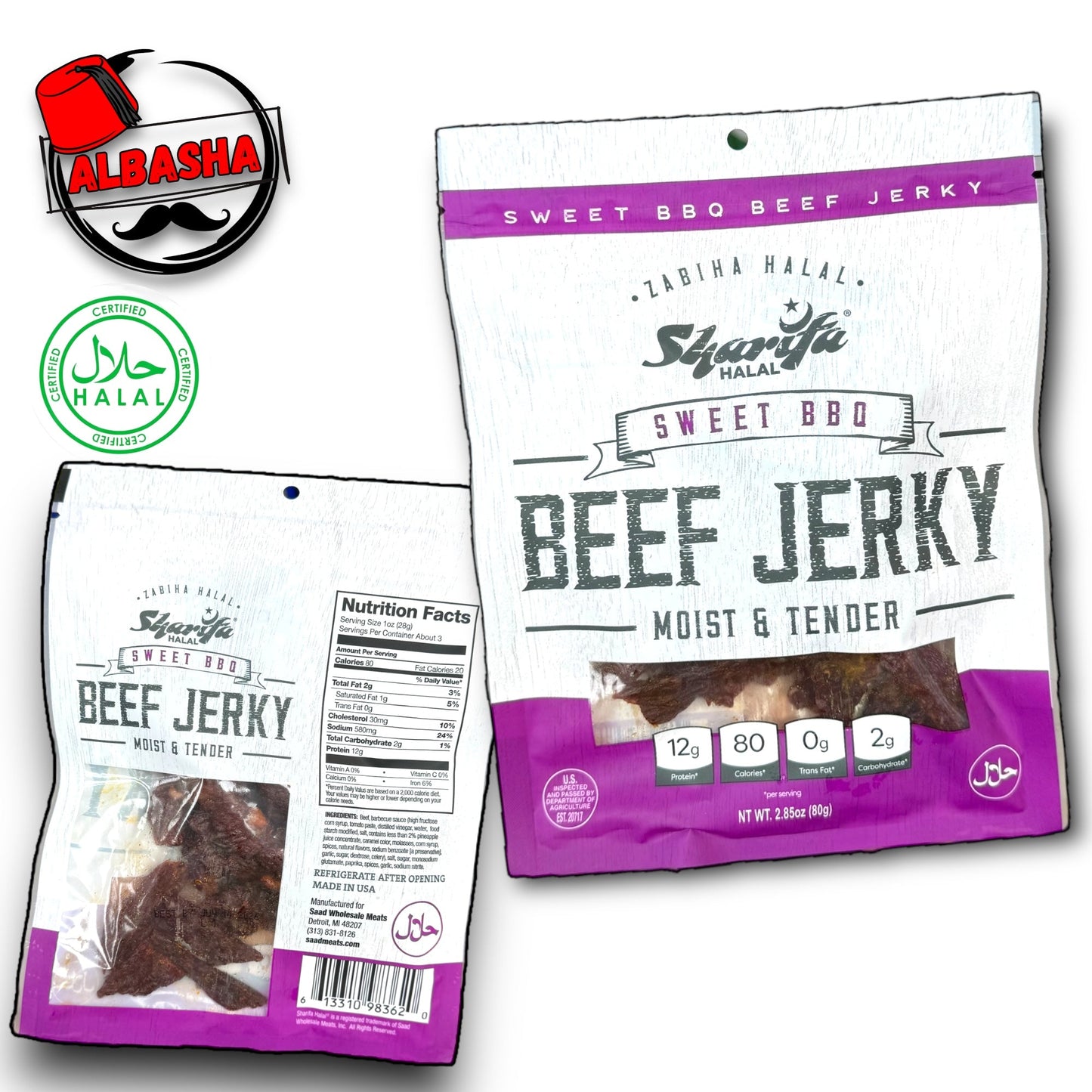 Sharifa beef jerky six flavors - halal (80g)