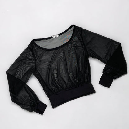 Sheer Mesh Pullover Top / Ballet Warm Up Top / Black Mesh Pullover