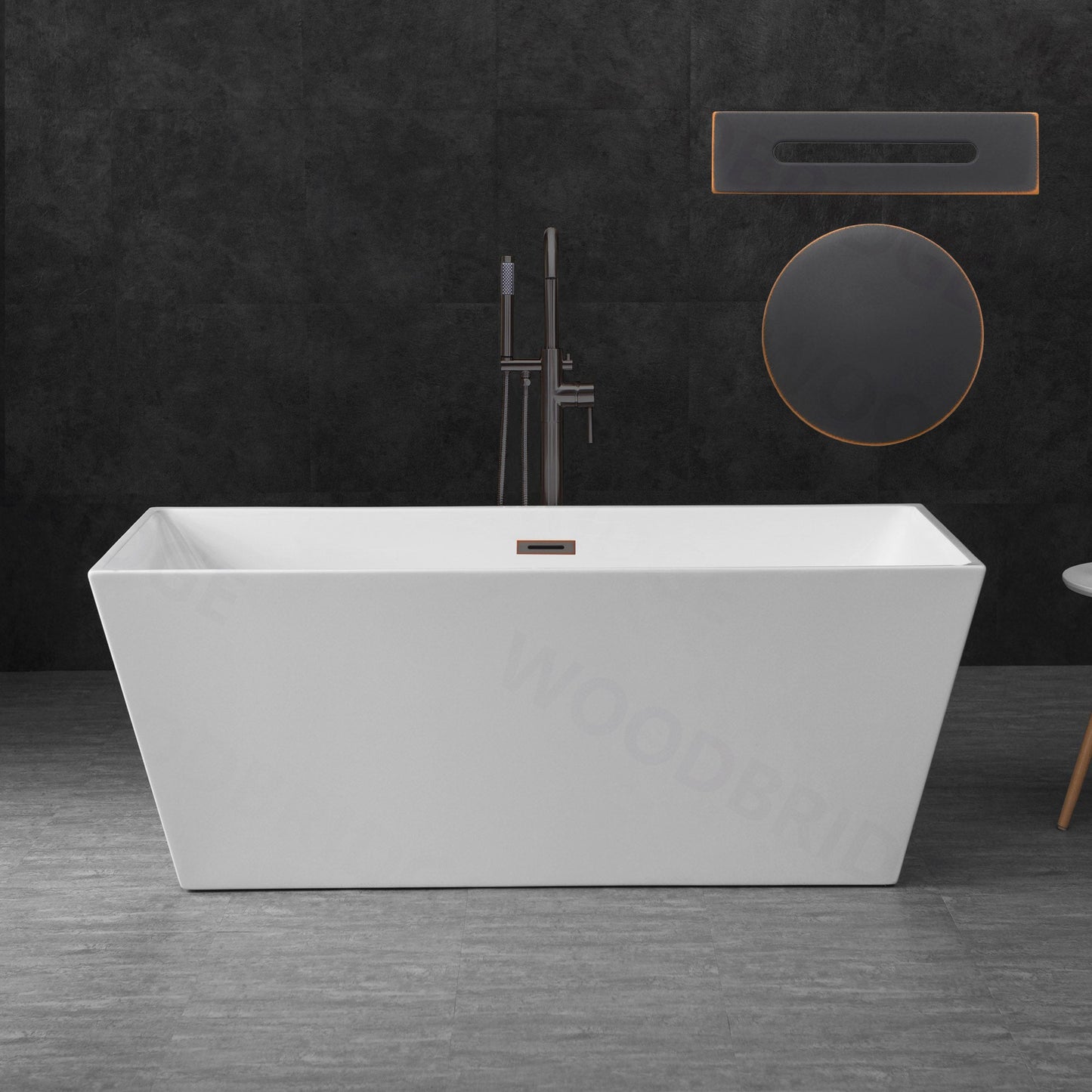 WOODBRIDGE 59" Acrylic Freestanding Bathtub Contemporary Soaking Tub