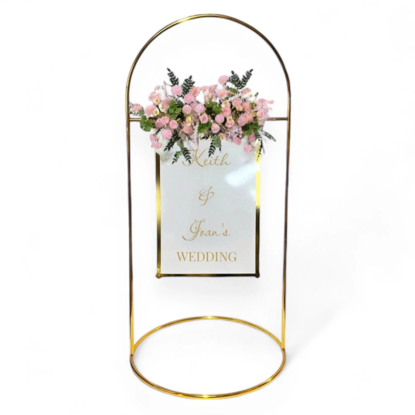 Shiny Gold Round Wedding Arch Metal Stand for Welcome Sign