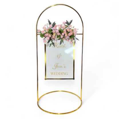 Shiny Gold Round Wedding Arch Metal Stand for Welcome Sign