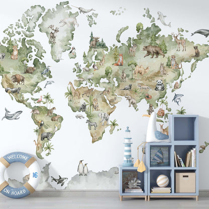 Wildlife World Map | Kitchen + Metal