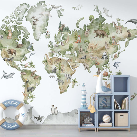 Wildlife World Map | Kitchen + Metal