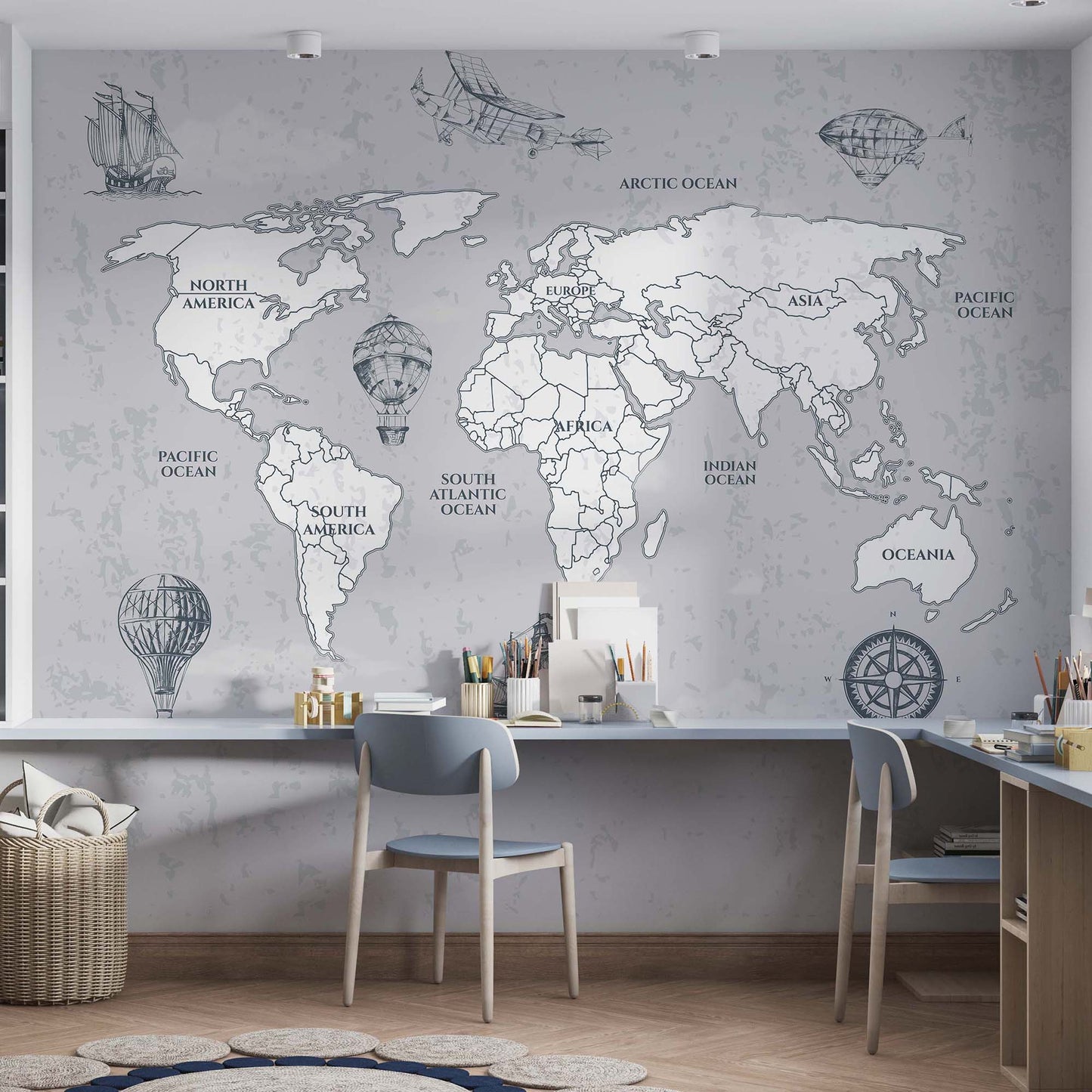 Vintage World Map | Kitchen + Metal