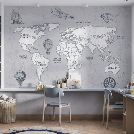 Vintage World Map | Kitchen + Metal