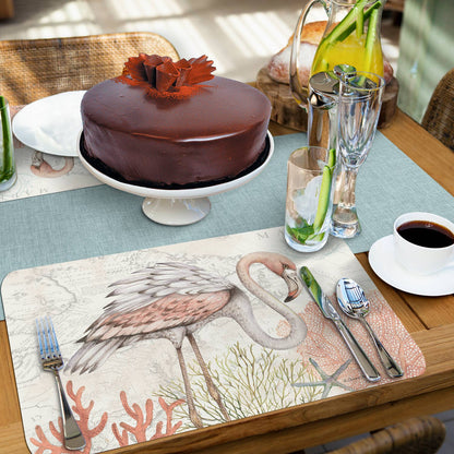 Coastal Shoreline Placemats - Beach Themed Reversible Plastic Dining Set