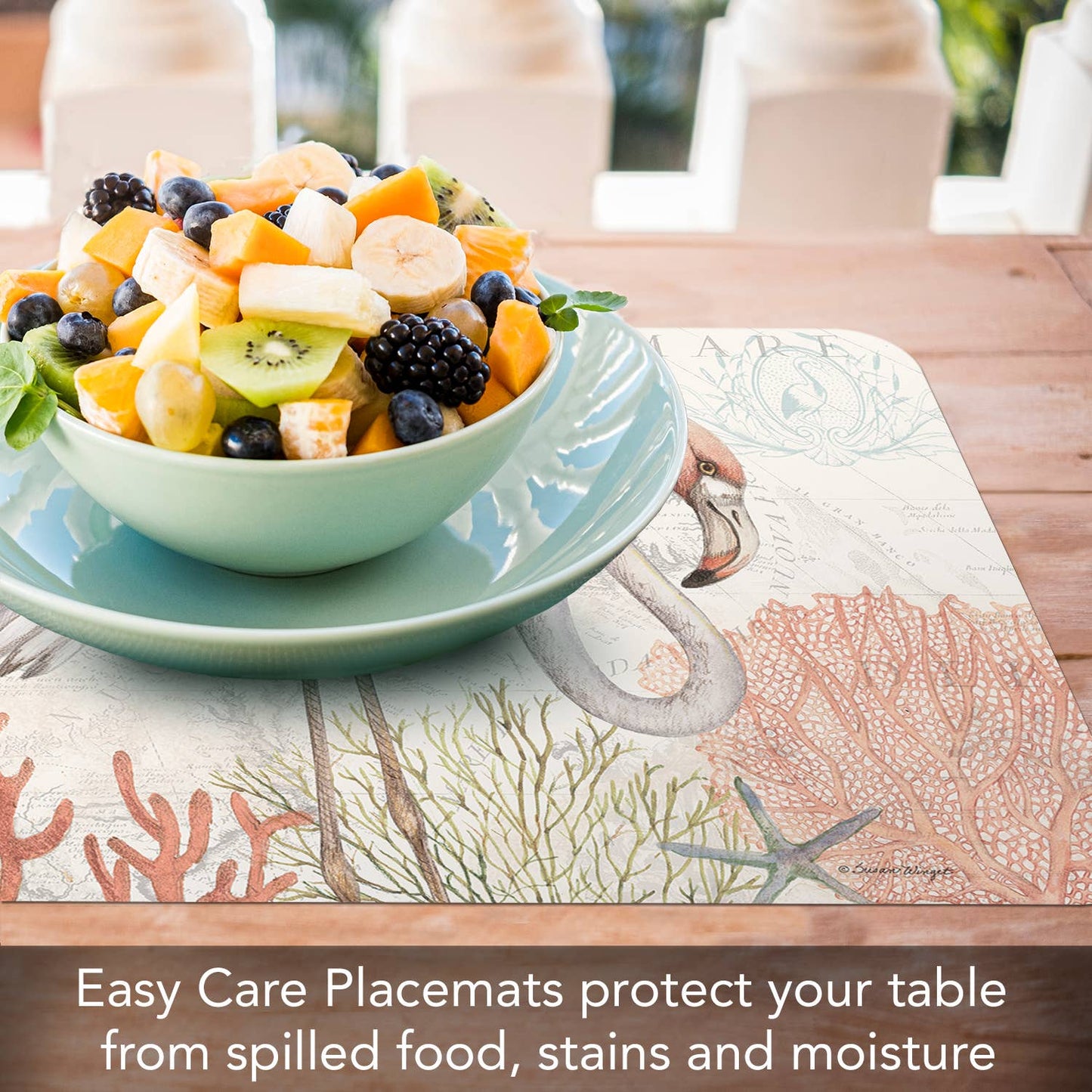 Coastal Shoreline Placemats - Beach Themed Reversible Plastic Dining Set