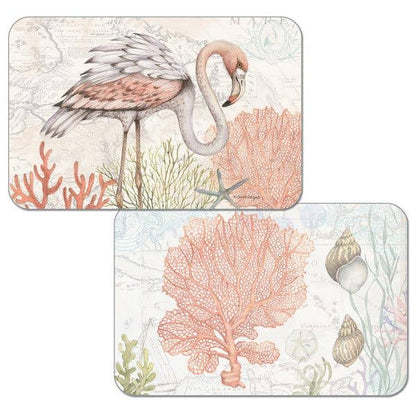 Coastal Shoreline Placemats - Beach Themed Reversible Plastic Dining Set