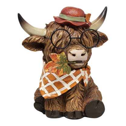 Dapper Highland Cow Figurine - Girl - 5 Inch