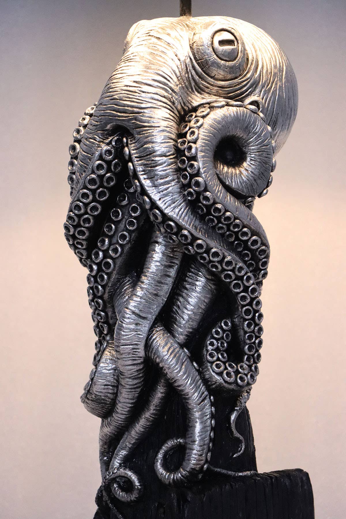 Silver Octopus Table Lamp with Black Shade