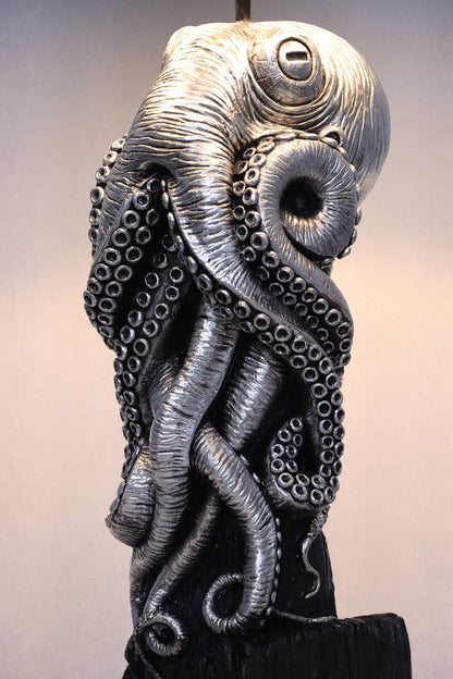 Silver Octopus Table Lamp with Black Shade