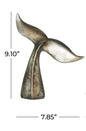 Silver Polystone Whale Decorative Sculpture with Various Sized Tails and Copper Distressing