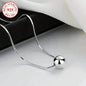Simple Retro Bohemian Style 925 Sterling Silver Necklace with Small Ball Pendant