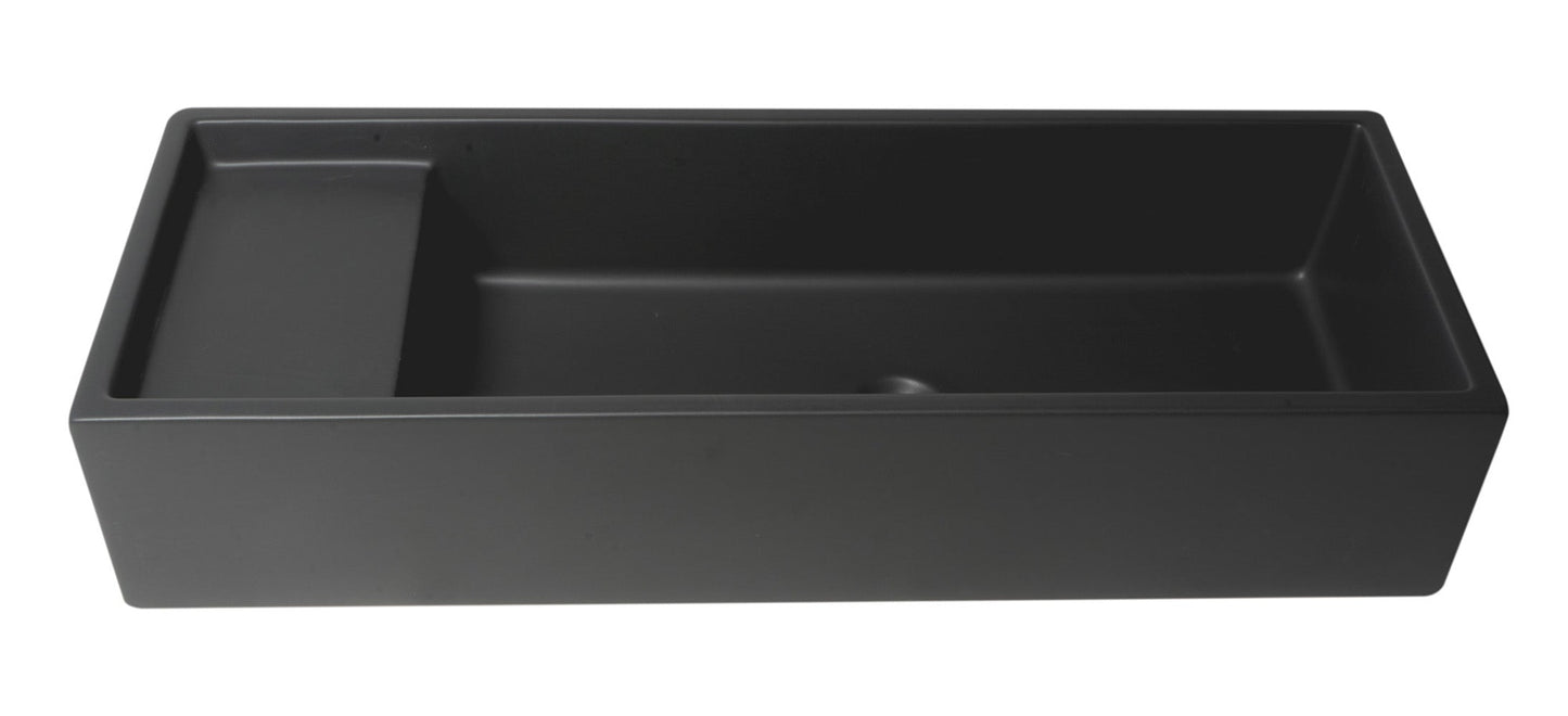 ALFI brand  AB39TRBM 39" Black Matte Above Mount Fireclay Bathroom Trough Sink