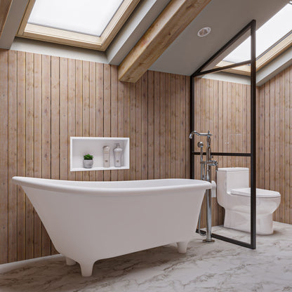 ALFI brand  AB9960 67" White Matte Clawfoot Solid Surface Resin Bathtub