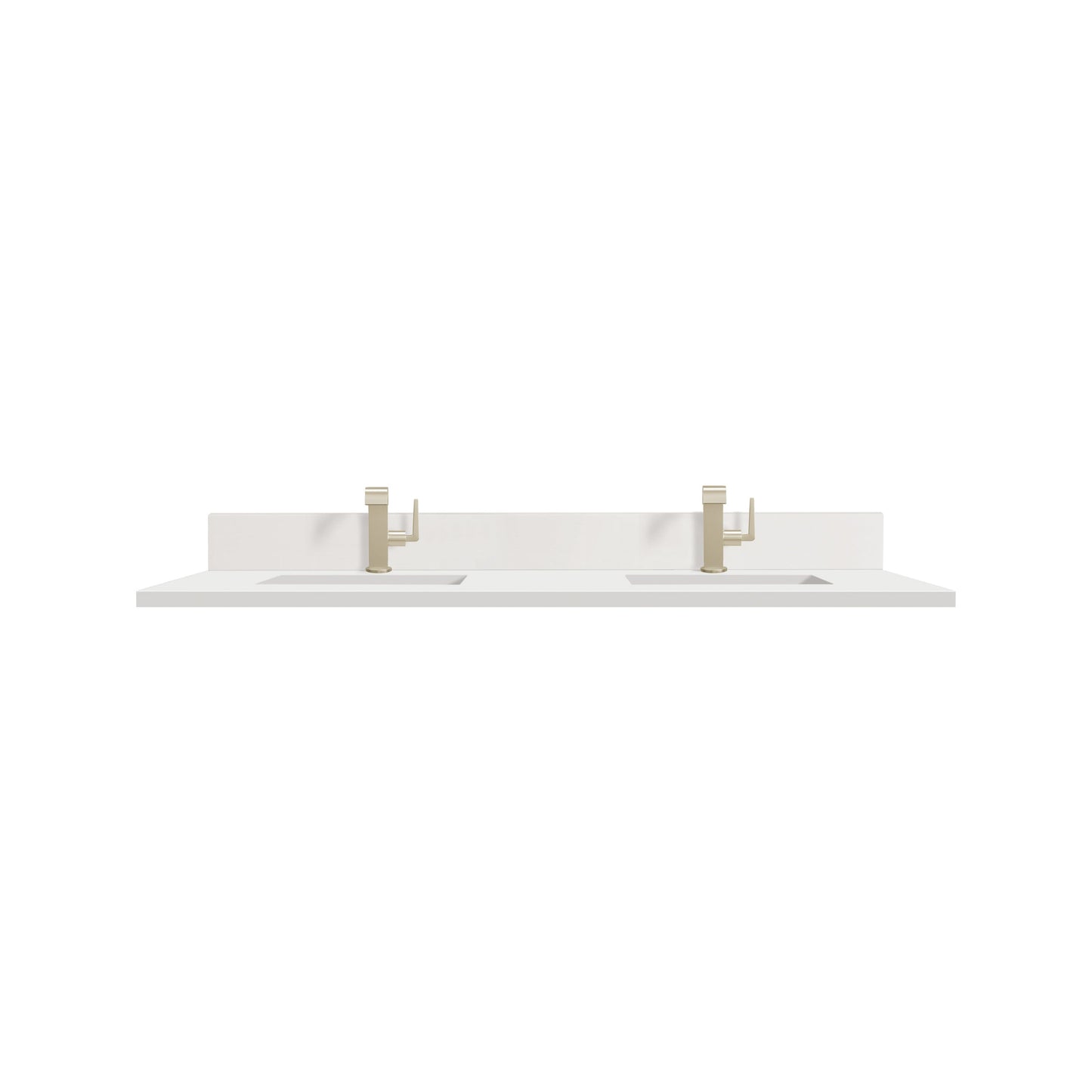 60" Double Top, Single-Hole, 3 CM White Zeus Silestone w/ Backsplash & Sink