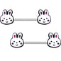 14G 5/8 White Bunny Rabbit Heads Barbell Nipple Ring Set
