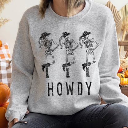 Howdy Cowboy Skeletons Halloween Sweatshirt