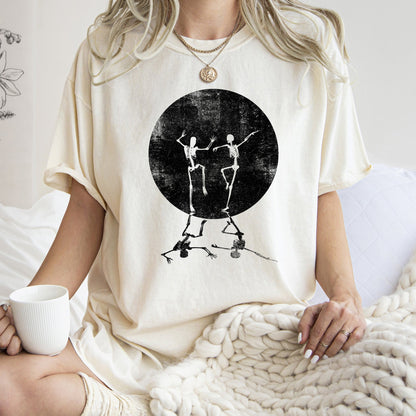 Skeletons Dancing Moonlight Retro Halloween Comfort Colors Tshirt