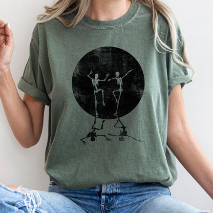 Skeletons Dancing Moonlight Retro Halloween Comfort Colors Tshirt