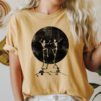 Skeletons Dancing Moonlight Retro Halloween Comfort Colors Tshirt