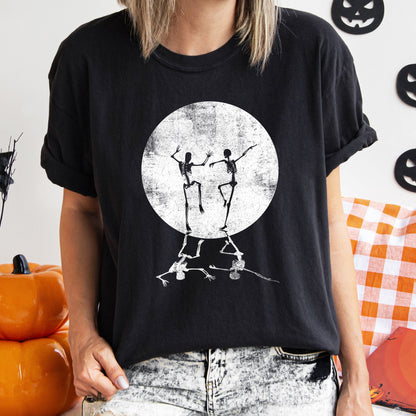 Skeletons Dancing Moonlight Retro Halloween Comfort Colors Tshirt