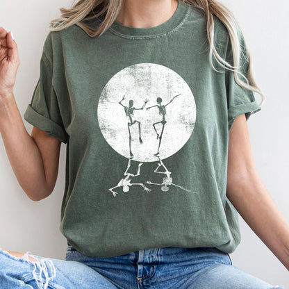Skeletons Dancing Moonlight Retro Halloween Comfort Colors Tshirt