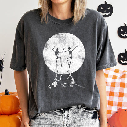 Skeletons Dancing Moonlight Retro Halloween Comfort Colors Tshirt