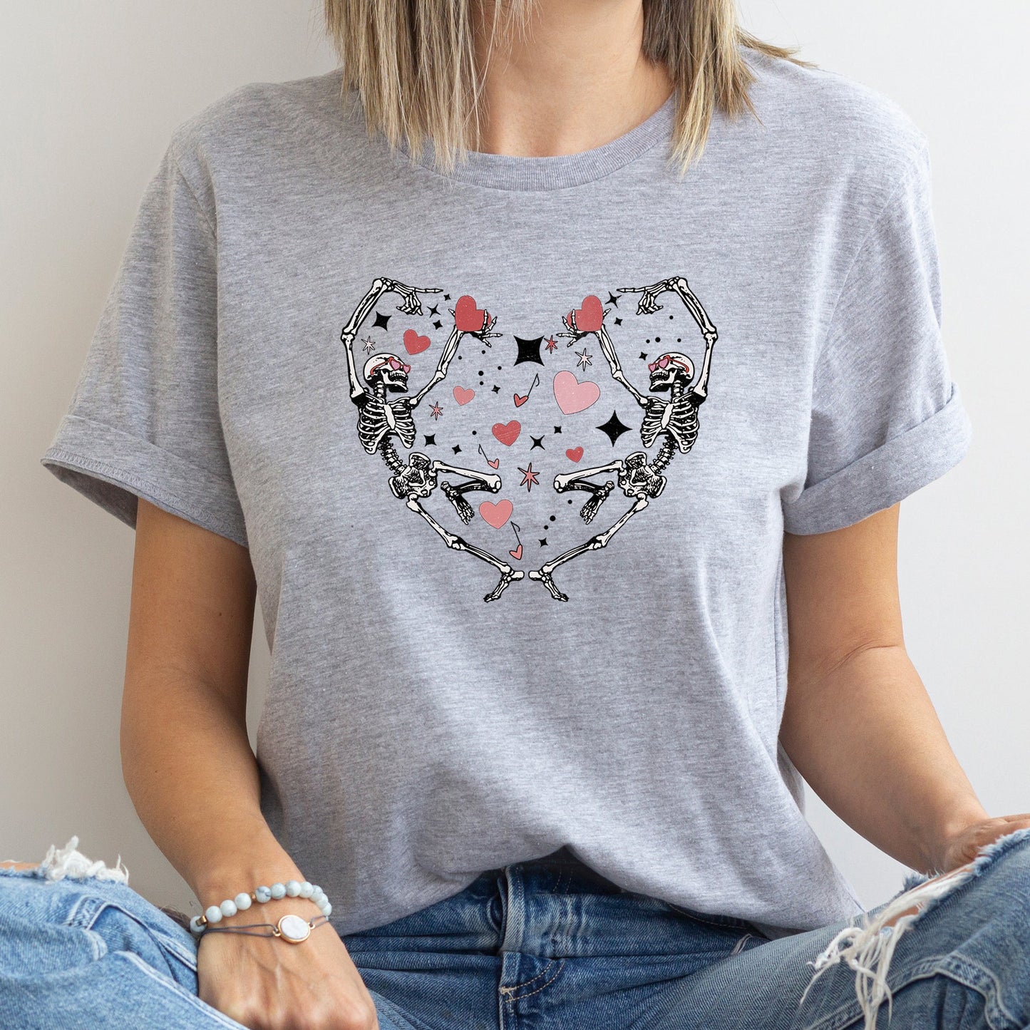 Dancing Skeletons, Heart, Super Soft Tshirt, Valentine's Day