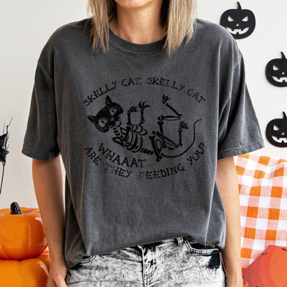 Skelly Cat Retro Halloween Comfort Colors Tshirt