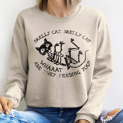 Skelly Cat Vintage Halloween Sweatshirt