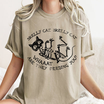 Skelly Cat Retro Halloween Comfort Colors Tshirt