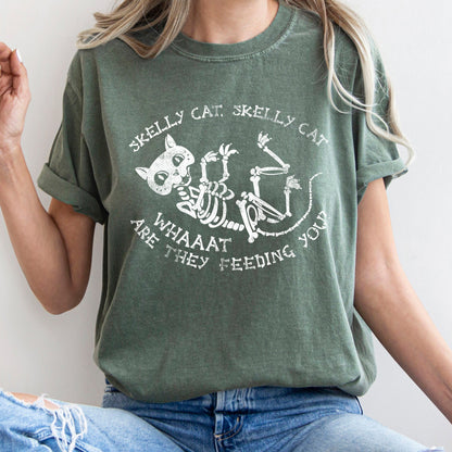 Skelly Cat Retro Halloween Comfort Colors Tshirt