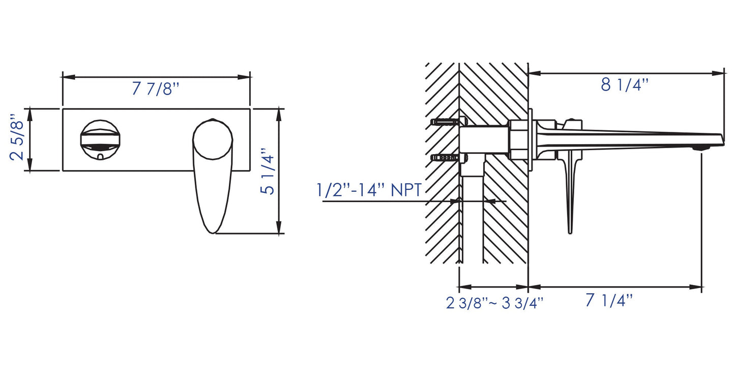 ALFI brand AB1772 Wall Mounted Modern Bathroom Faucet