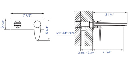 ALFI brand AB1772 Wall Mounted Modern Bathroom Faucet