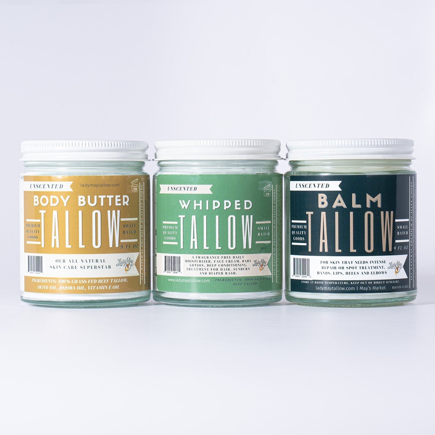 Tallow Skincare Trio - Unscented (9oz)