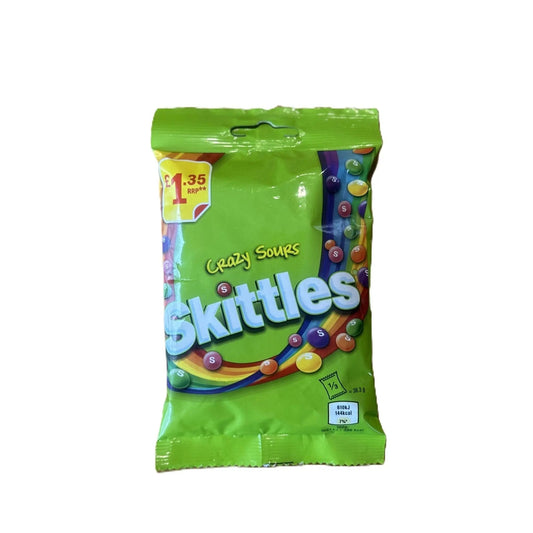 Skittles Crazy Sour – 109g Bag of Tangy Fruit Chews (UK)