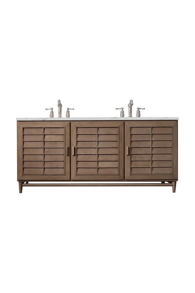 Portland 72" Double Vanity Cabinet, Whitewashed Walnut