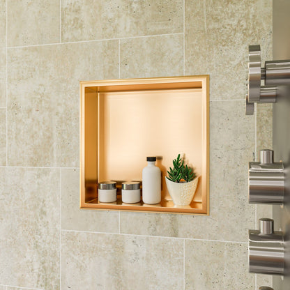 ALFI brand ABNP1616 16" x 16" Steel Square Single Shelf Shower Niche