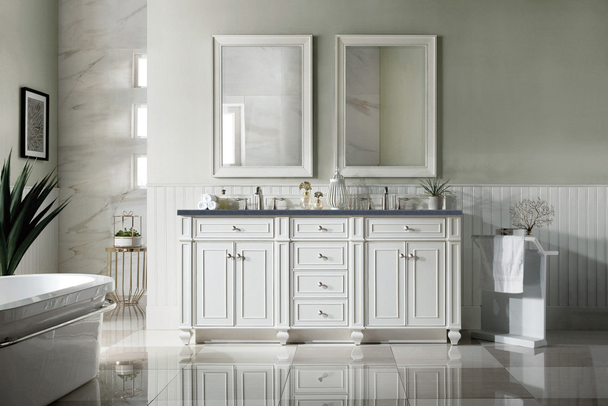 Bristol 72" Double Vanity Cabinet, Bright White