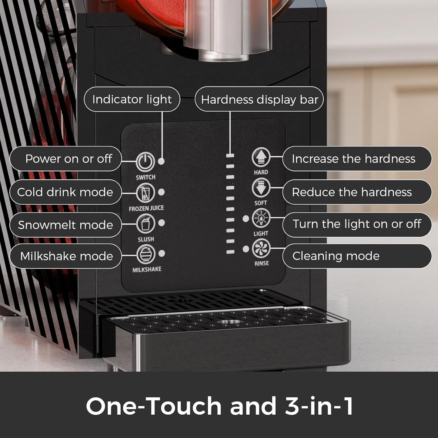 Slushie Machine for Home, Frozen Drink Maker with 3 Preset Modes Frozen Juice Slush Milkshake 58018RBM0