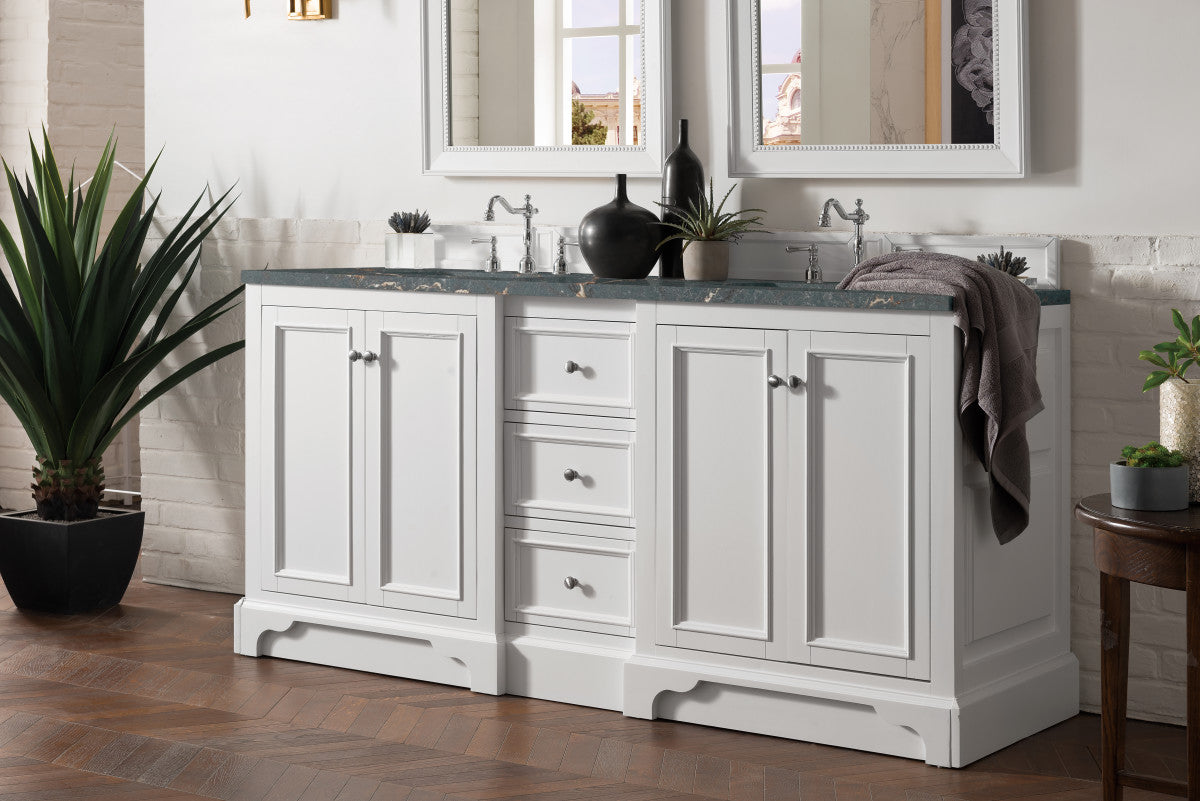 De Soto 72" Double Vanity Cabinet, Bright White