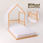 Wooden Montessori House Floor Bed with Fence and Roof for Kids (190x90 cm)